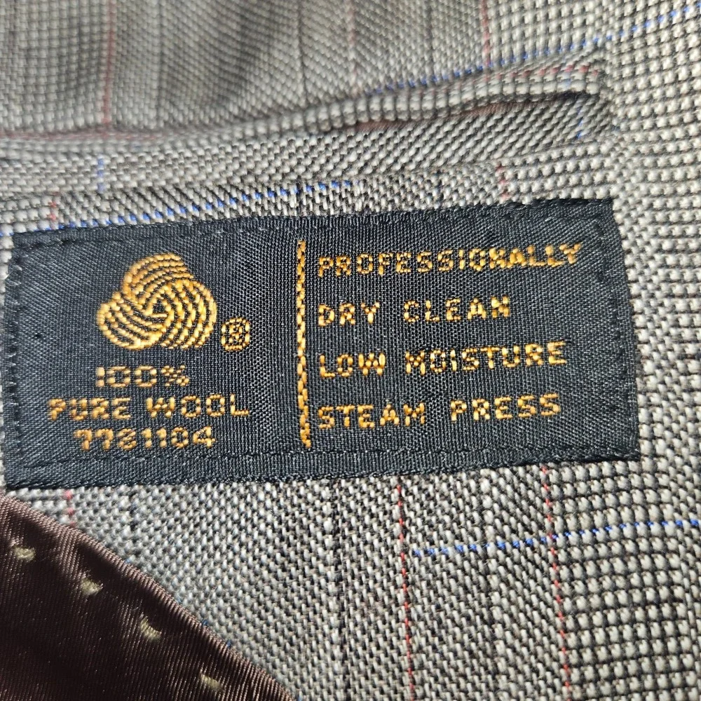 VTG Florentino Clothes Glen Check 2PC Wool Suit Blazer Trousers Gray Sz 38x33